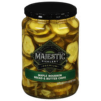Mt Olive Majestic Picklery Pickles, Premium, Maple Bourbon Bread & Butter Chips, 24 Fluid ounce