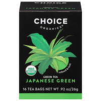 Choice Organics Green Tea, Japanese Green, Bags, 16 Each