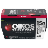 Oikos Triple Zero Yogurt, Nonfat, Blended, Greek, Cherry Flavored, 4 Pack, 4 Each