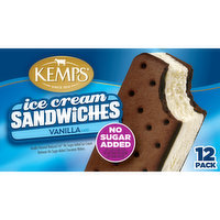 Kemps No Sugar Added Vanilla Ice Cream Sandwiches, 12 Each