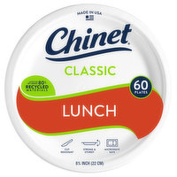 Chinet Plates, Lunch, 8.75 Inch, 60 Each