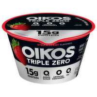 Oikos Triple Zero Yogurt, Nonfat, Strawberry Flavored, 5.3 Ounce