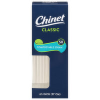 Chinet Classic Compostable Straw, 6.75 Inch, 50 Each