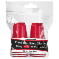 PARTY ESSENTIALS Shot Glasses, Party Cup, Red, 2 Ounce, 20 Each