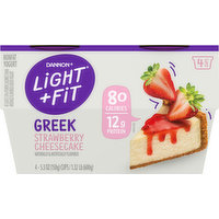 Light + Fit Yogurt, Nonfat, Strawberry Cheesecake, Greek, 4 Each