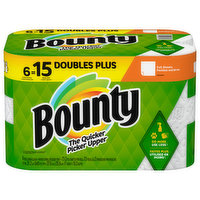 Bounty Paper Towels, Doubles Plus, Full Sheet, White, 2-Ply, 6 Each