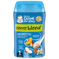 Gerber Cereal for Baby Cereal, Oatmeal Lentil Peach & Apple, Probiotic, Powerblend, Sitter 2nd Foods, 8 Ounce