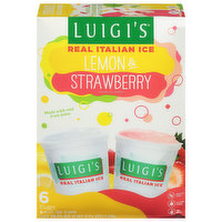 Luigi's Real Italian Ice, Lemon & Strawberry, 6 Each