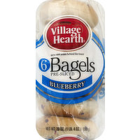 Village Hearth Bagels, Pre Sliced, Blueberry, 6 Each