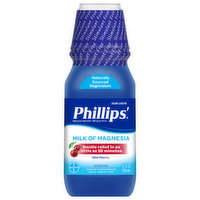 Phillips' Saline Laxative, Milk of Magnesia, Wild Cherry, 12 Ounce