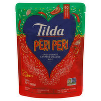 Tilda Steamed Rice, Spicy Tomato & Pepper, Peri Peri, 8.5 Ounce