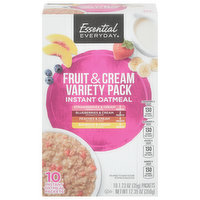 Essential Everyday Instant Oatmeal, Fruit & Cream, Variety Pack, 10 Each
