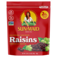 Sun-Maid California Sun-Dried Raisins 32oz Resealable Stand-Up Bag, 32 Ounce