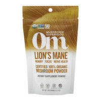 Om Mushroom Powder, Organic, Lion's Mane, 100 Gram