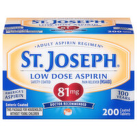 St. Joseph Aspirin, Low Dose, Coated, 81 mg, Tablets, 200 Each