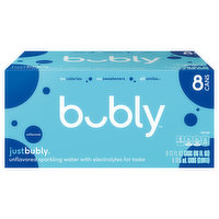 Bubly JustBubly Sparkling Water, Unflavored, 8 Each