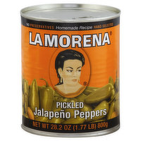 La Morena Jalapeno Peppers, Pickled, 28.2 Ounce