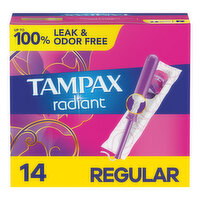 Tampax Radiant Radiant Tampons Regular Absorbency, 14 Count, 14 Each