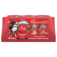 Purina One Dog Food, Chicken & Brown Rice Entree, Beef & Brown Rice Entree, Classic Ground, Adult, 6 Each