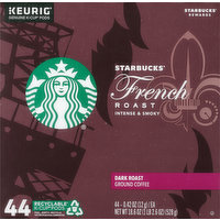 Starbucks Coffee, Ground, Dark Roast, French Roast, K-Cup Pods, 44 Each