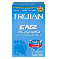 Trojan Condoms ENZ Spermicidal, 12 Each
