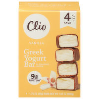 Clio Yogurt Bar, Greek, Vanilla, 4 Pack, 4 Each