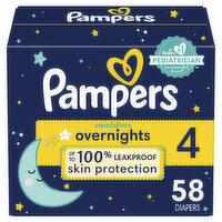 Pampers Swaddlers Overnights Swaddlers Overnight Diapers Size 4, 58 Each