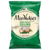 Miss Vickie's Potato Chips, Sour Cream Herb & Onion, Kettle Cooked, 8 Ounce