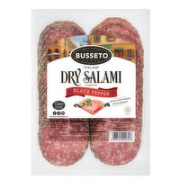 Busseto Classico Salami, Italian Dry, Black Pepper Coated, 8 Ounce