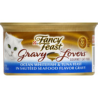 Fancy Feast Cat Food, Gourmet, Ocean Whitefish & Tuna Feast in Sauteed Seafood Flavor Gravy, 3 Ounce