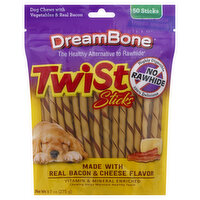 DreamBone Dog Chews, with Vegetable & Real Bacon, Twist Stick, 50 Each