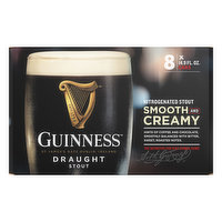 Guinness Beer, Draught Stout, Nitrogenated, 8 Each