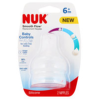 NUK Nipples, Silicone, Smooth Flow, 6+ Months, 2 Each