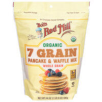 Bob's Red Mill Pancake & Waffle Mix, Organic, Whole Grain, 7 Grain, 24 Ounce