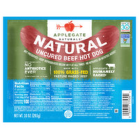 Applegate Naturals Hot Dog, Beef, Uncured, Natural, 10 Ounce