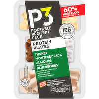 P3 Portable Protein Pack, Turkey, Monterey Jack, Almonds, Yogurt Covered Blueberries, Protein Plates, 3.2 Ounce