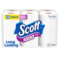 Scott 1000 Toilet Paper Bath Tissue, 12 Each