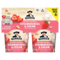 Quaker Instant Oatmeal, Strawberry & Cream, Value Pack, 4 Each