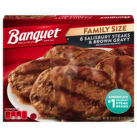 Banquet Salisbury Steaks & Brown Gravy, Family Size, 6 Each