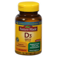 Nature Made Vitamin D3, 50 mcg, Tablets, Value Size, 220 Each