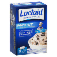 Lactaid Lactase Enzyme Supplement, Fast Act, Caplets, 60 Each