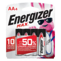 Energizer Battery, Alkaline, AA, 4 Each