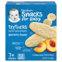 Gerber Snacks for Baby Teething Wafers, Gentle, Banana Peach, Teethers, 7+ Months, 12 Each