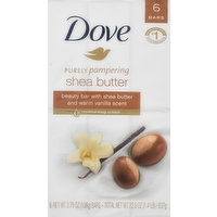 Dove Beauty Bars, Shea Butter & Vanilla Scent, 6 Each