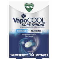 Vicks Sore Throat Vicks VapoCool Sore Throat Drops With Benzocaine & Menthol, Over-the-Counter Medicine, 16 Ct, 16 Each