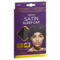 Donna Premium Collection Satin Sleep Cap, Black, Large, 1 Each