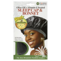 Donna Sleep Cap, & Bonnet, Olive Oil + Vitamin E Treated, Black 22004, 1 Each