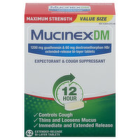 Mucinex DM Expectorant & Cough Suppressant, Maximum Strength, Tablets, Value Size, 42 Each