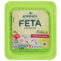 Athenos Cheese, Feta, Tomato & Basil, Crumbled, 4 Ounce