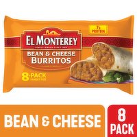 El Monterey Burritos, Bean & Cheese, Family Size, 8-Pack, 8 Each